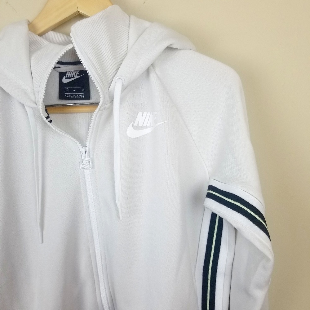 Nike | Green Striped Zip Hooded Jacket
